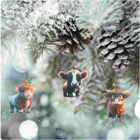 Highland Moo-Moo Delight Ornaments: 10 Pcs Set