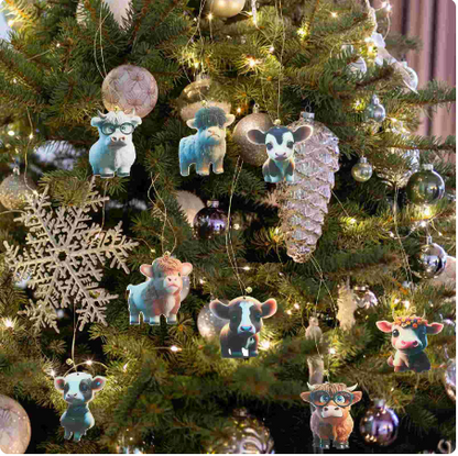 Highland Moo-Moo Delight Ornaments: 10 Pcs Set