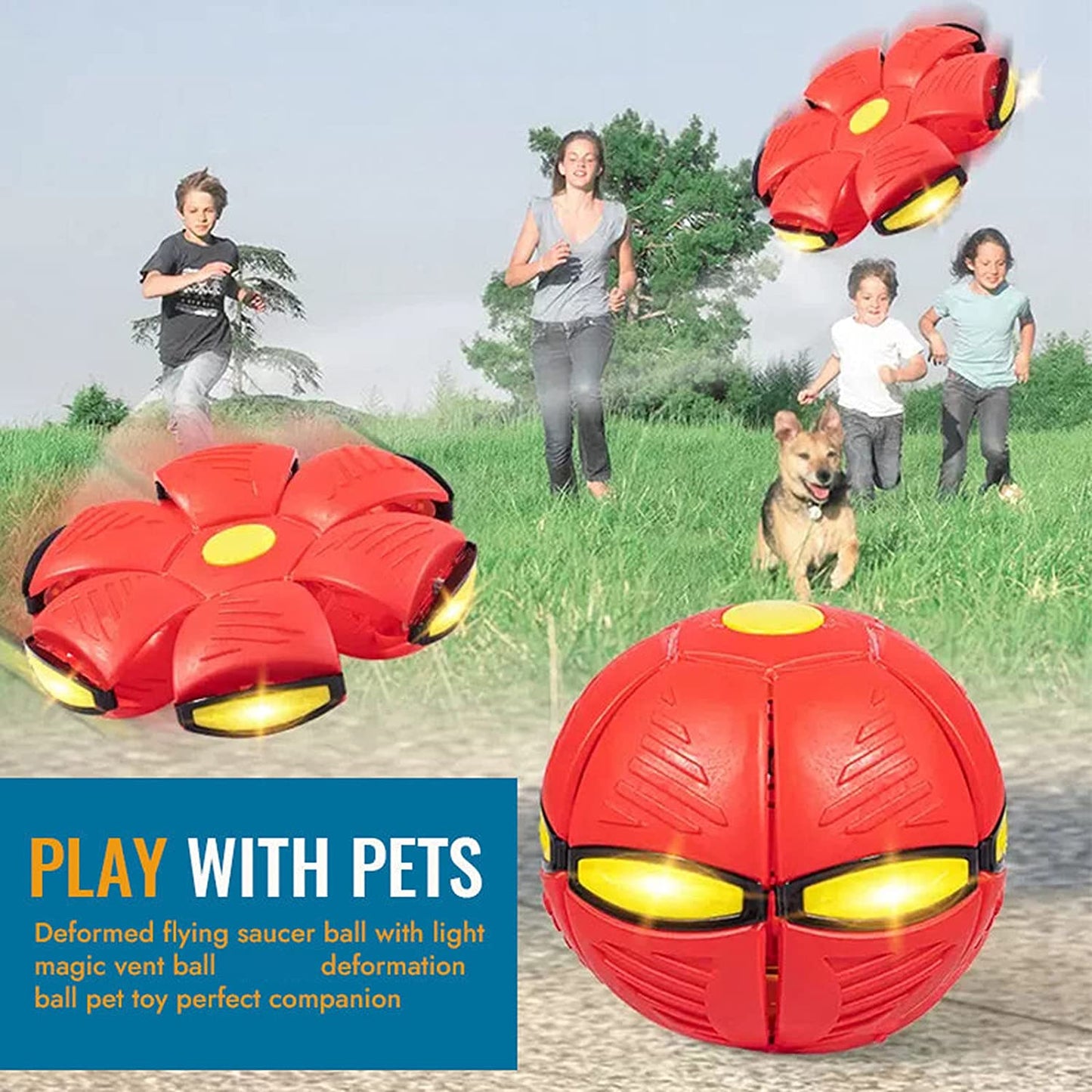Pawsome Saucer™ Interactive Flying Saucer Ball Dog Toy, with 6 Lights